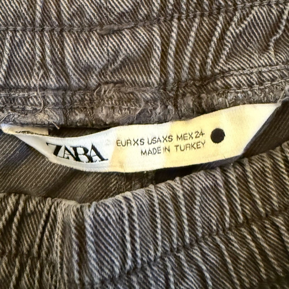 ZARA Woman’s High Waist Cuffed Legs Lyocell Linen Jogger Pants in Gray Size:XS - Picture 4 of 4